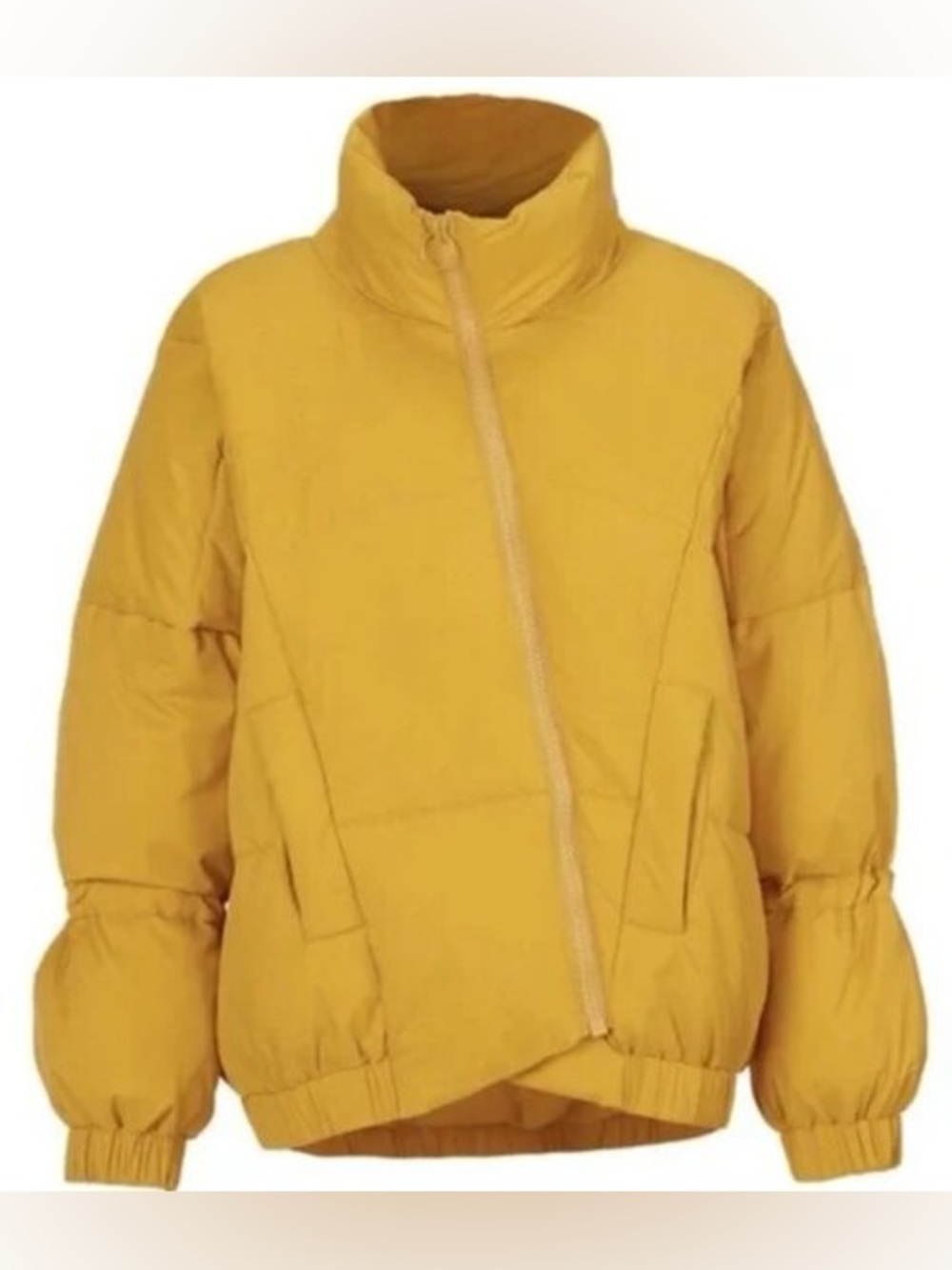 CAbi Puff Piece Acid Yellow Cropped Puffer Jacket Size S